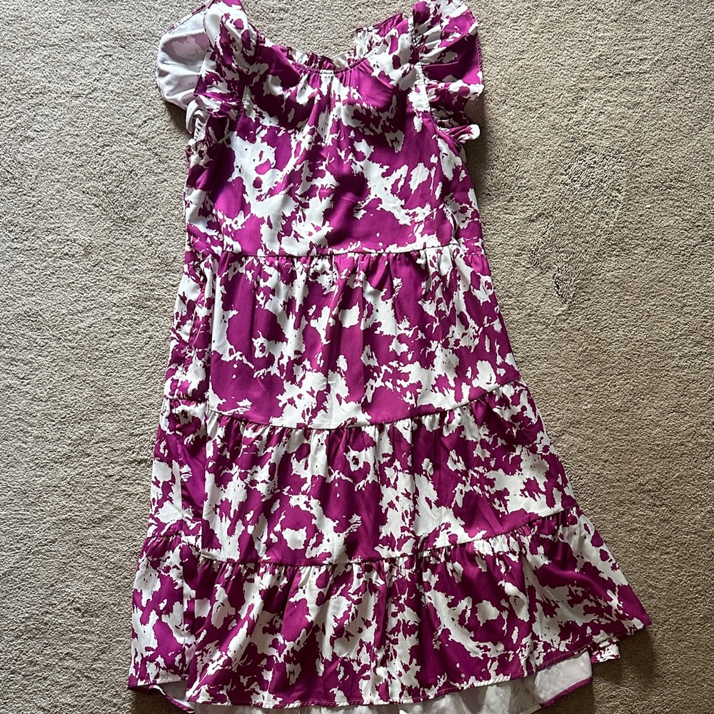 Pinch Pink and White Floral Casual Dress